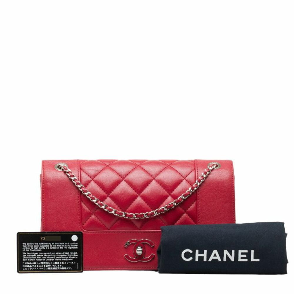 Red Leather Chanel Shoulder Bag