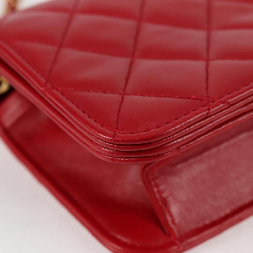 Red Leather Chanel Shoulder Bag