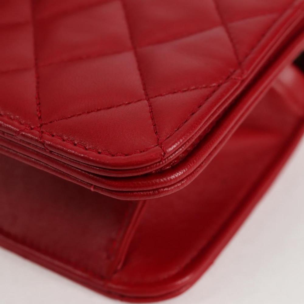 Red Leather Chanel Shoulder Bag