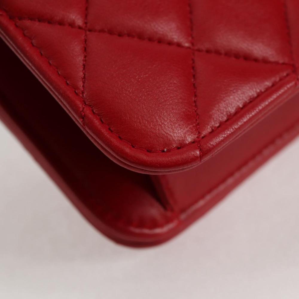 Red Leather Chanel Shoulder Bag