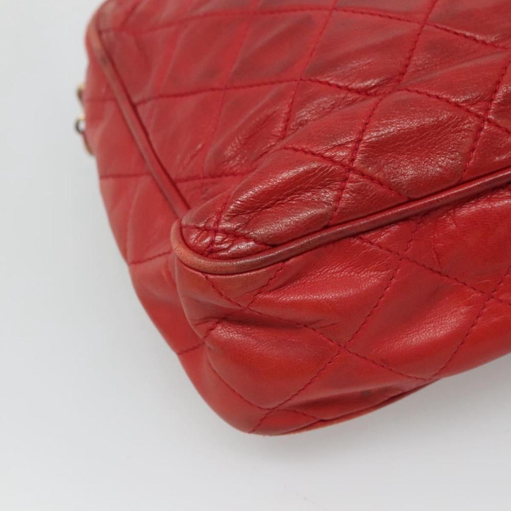 Red Leather Chanel Shoulder Bag