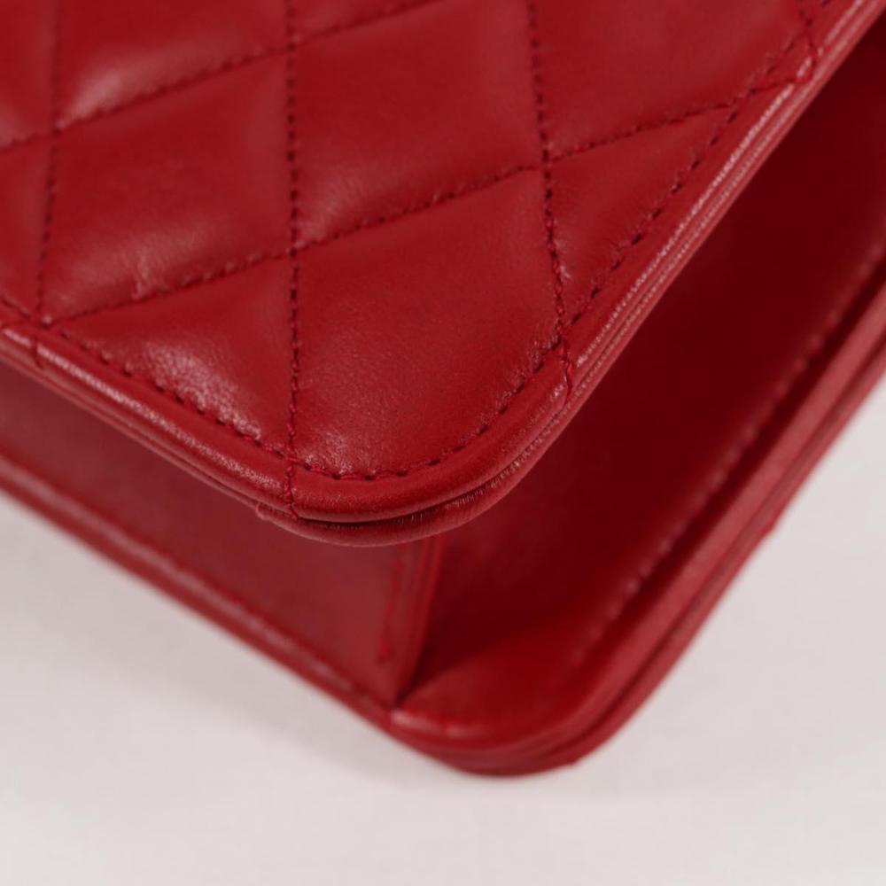 Red Leather Chanel Shoulder Bag