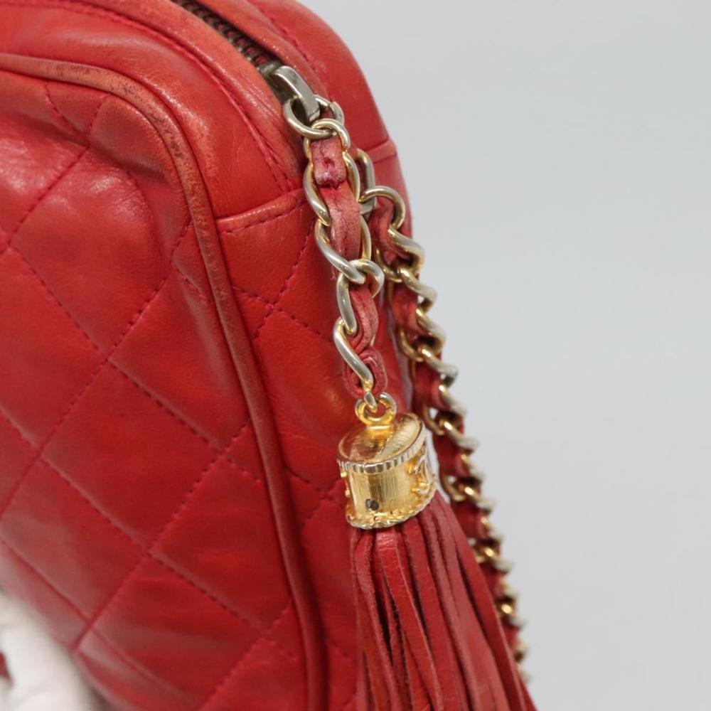 Red Leather Chanel Shoulder Bag