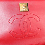 Red Leather Chanel Shoulder Bag