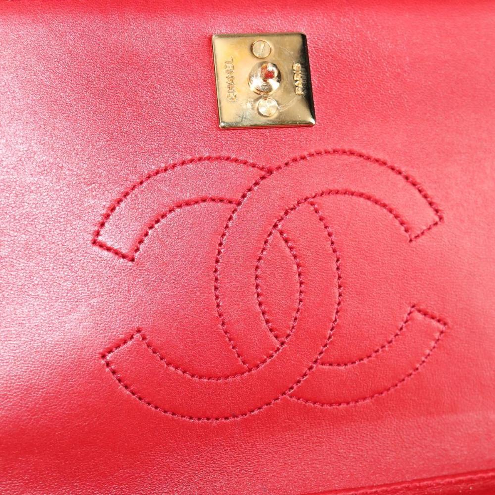 Red Leather Chanel Shoulder Bag
