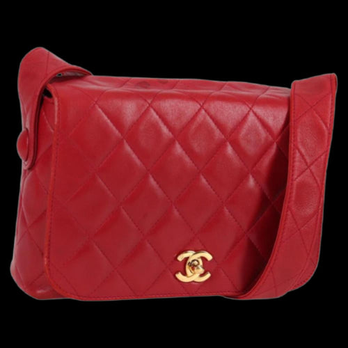 Red Leather Chanel Shoulder Bag