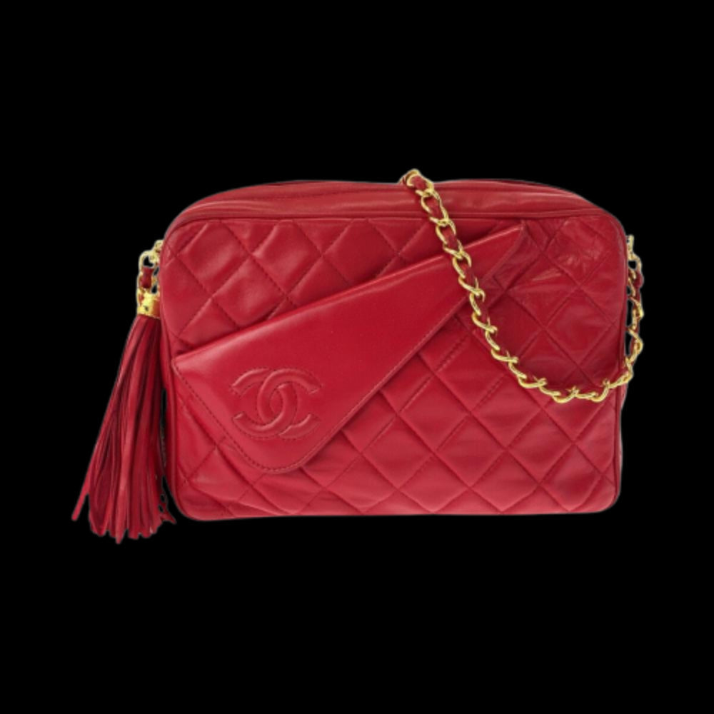 Red Leather Chanel Shoulder Bag