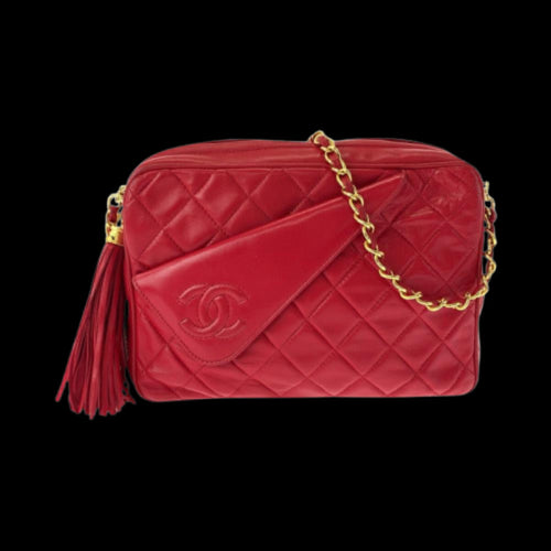 Red Leather Chanel Shoulder Bag