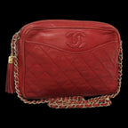 Red Leather Chanel Shoulder Bag