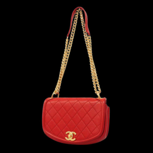 Red Leather Chanel Shoulder Bag