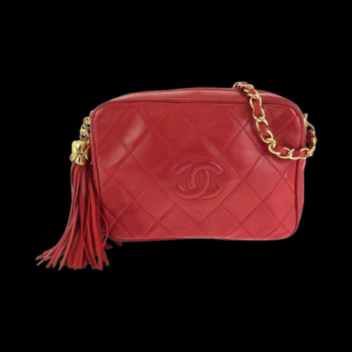 Red Leather Chanel Shoulder Bag