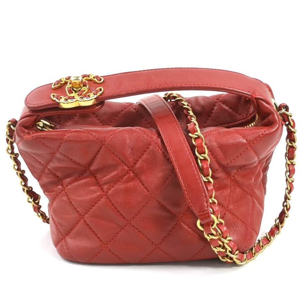 Red Leather Chanel Shoulder Bag