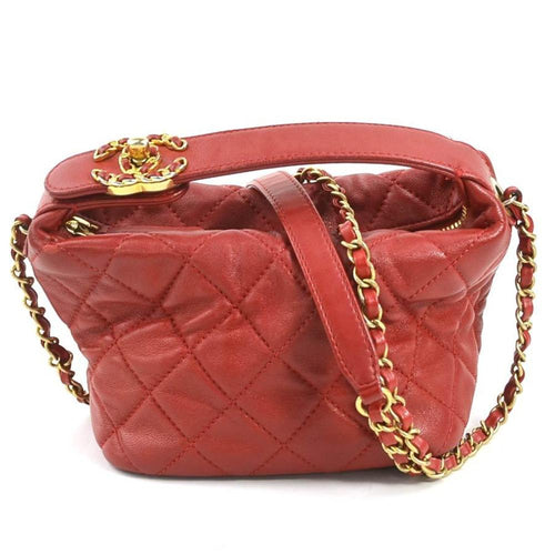Red Leather Chanel Shoulder Bag