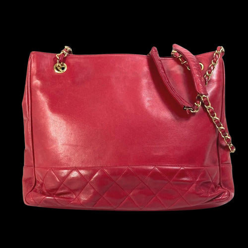 Red Leather Chanel Shoulder Bag