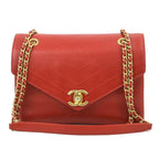 Red Leather Chanel Shoulder Bag