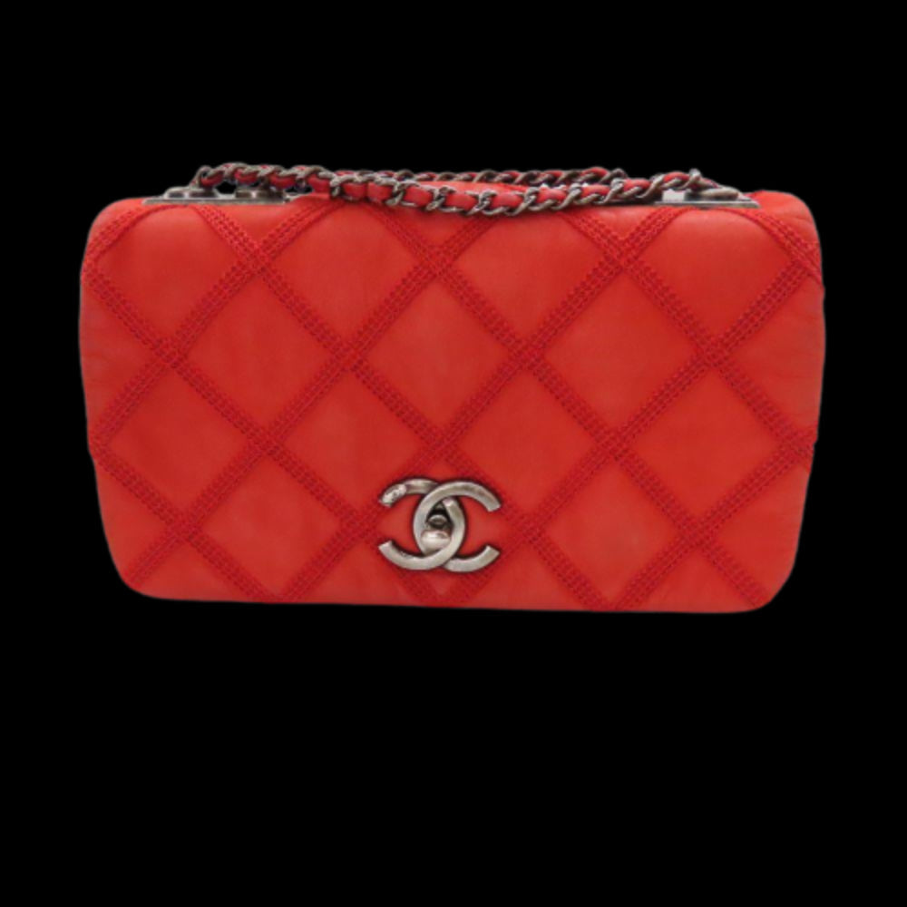 Red Leather Chanel Shoulder Bag