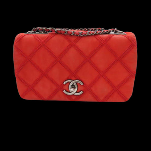 Red Leather Chanel Shoulder Bag