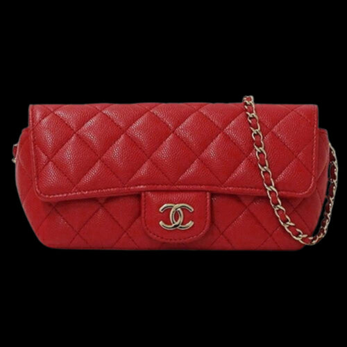 Red Leather Chanel Shoulder Bag