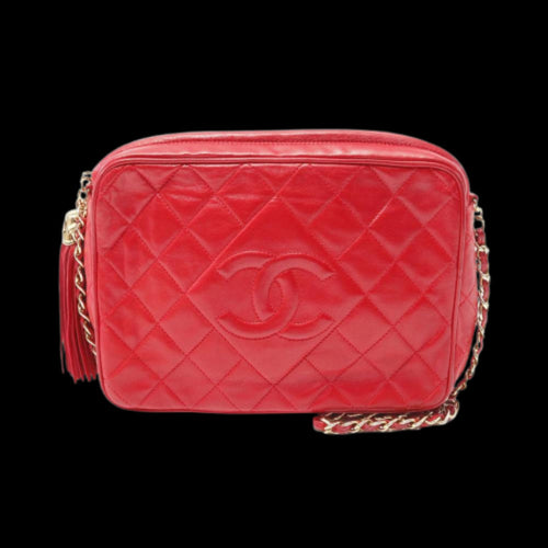 Red Leather Chanel Shoulder Bag