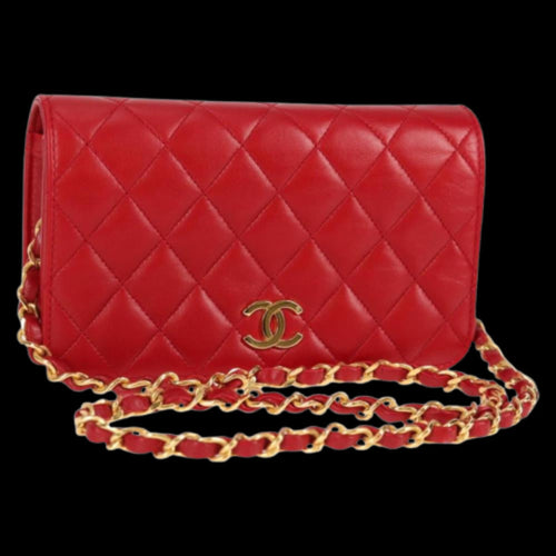 Red Leather Chanel Shoulder Bag