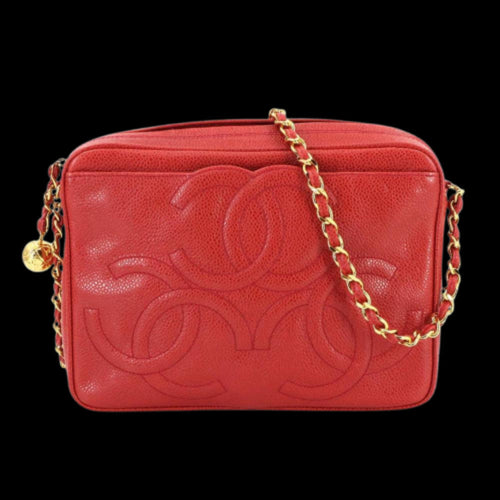 Red Leather Chanel Shoulder Bag