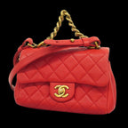 Red Leather Chanel Shoulder Bag