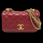 Red Leather Chanel Shoulder Bag