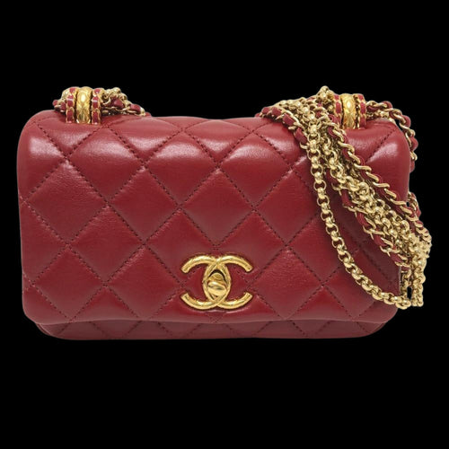 Red Leather Chanel Shoulder Bag