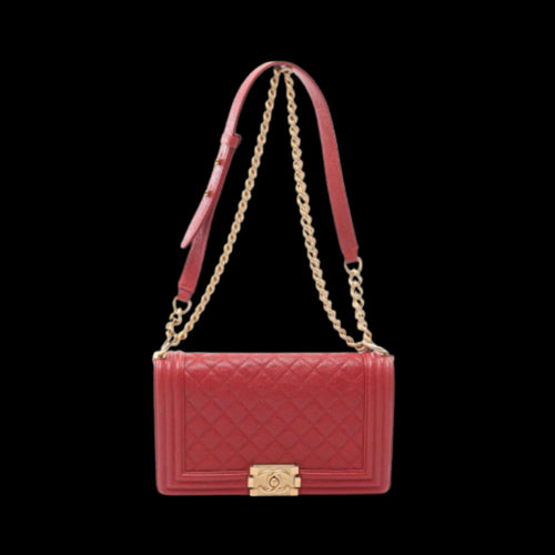 Red Leather Chanel Shoulder Bag