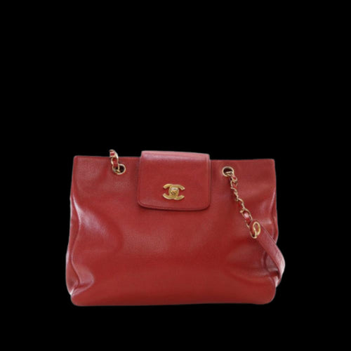 Red Leather Chanel Shoulder Bag