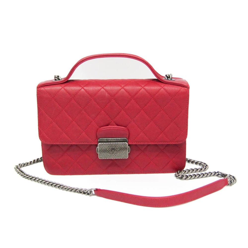 Red Leather Chanel Shoulder Bag