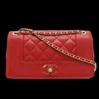 Red Leather Chanel Shoulder Bag