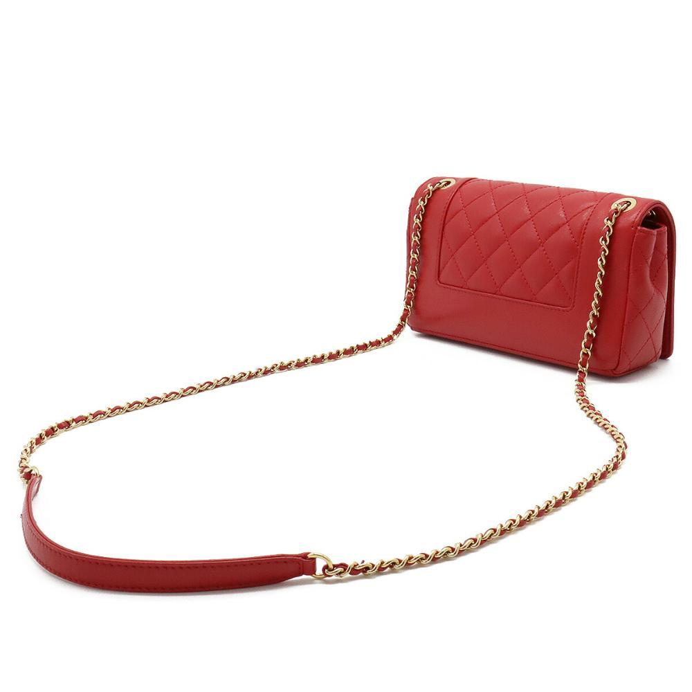 Red Leather Chanel Shoulder Bag