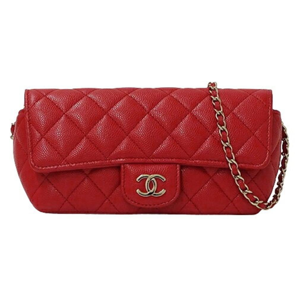 Red Leather Chanel Shoulder Bag