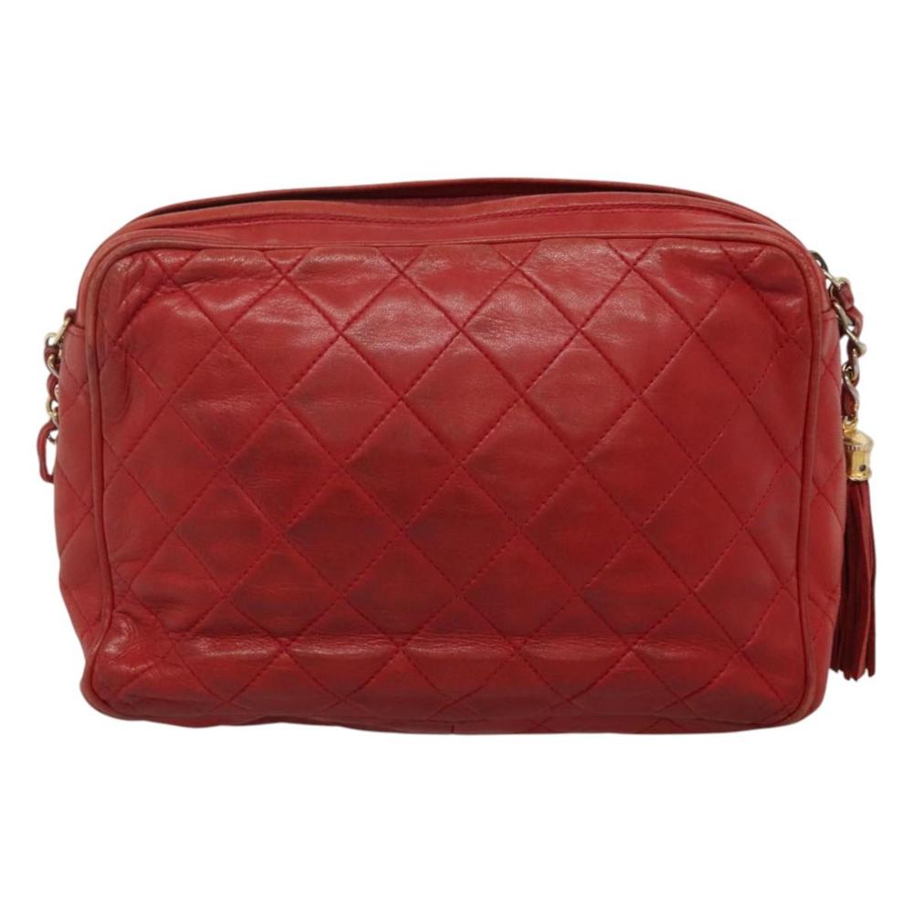 Red Leather Chanel Shoulder Bag