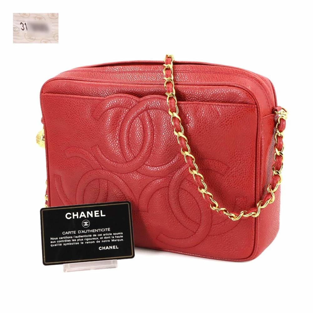 Red Leather Chanel Shoulder Bag