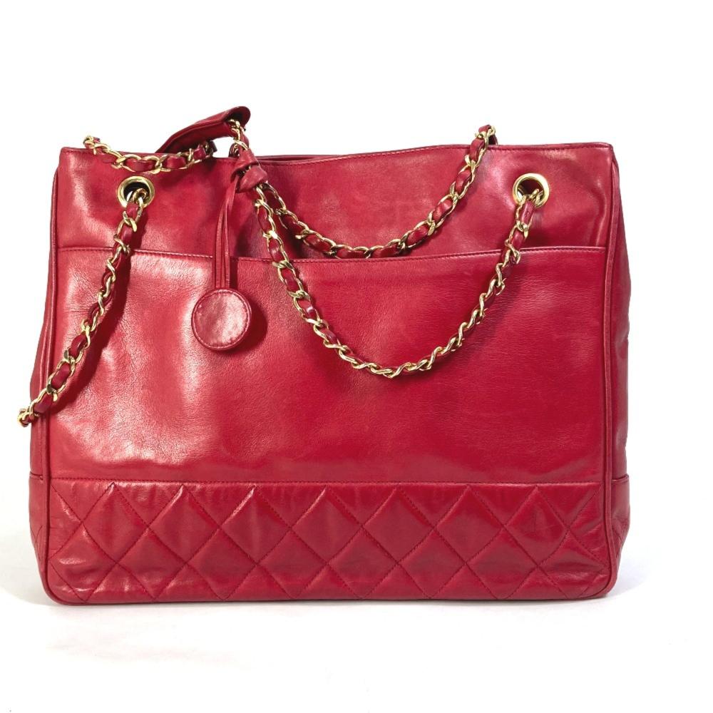 Red Leather Chanel Shoulder Bag