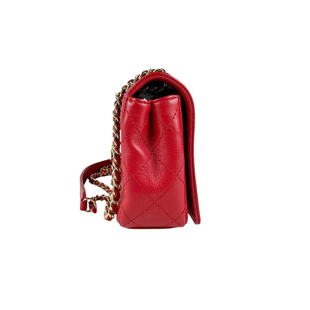 Red Leather Chanel Shoulder Bag