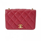 Red Leather Chanel Shoulder Bag
