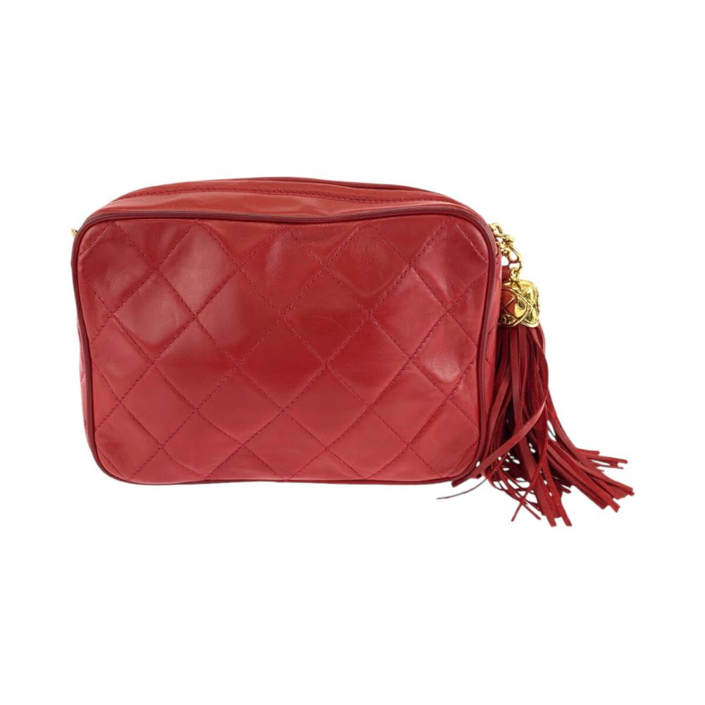 Red Leather Chanel Shoulder Bag