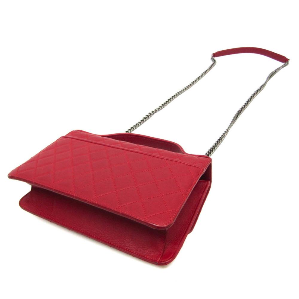Red Leather Chanel Shoulder Bag
