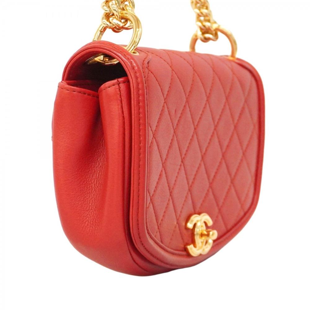 Red Leather Chanel Shoulder Bag
