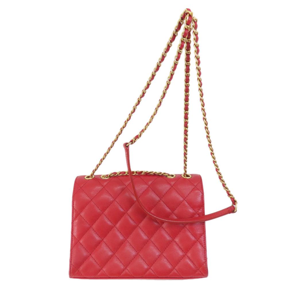 Red Leather Chanel Shoulder Bag