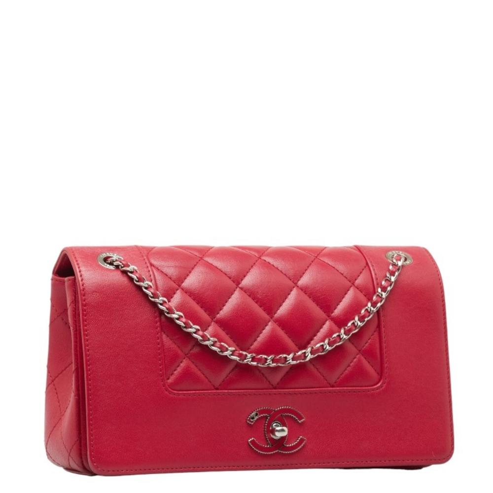 Red Leather Chanel Shoulder Bag