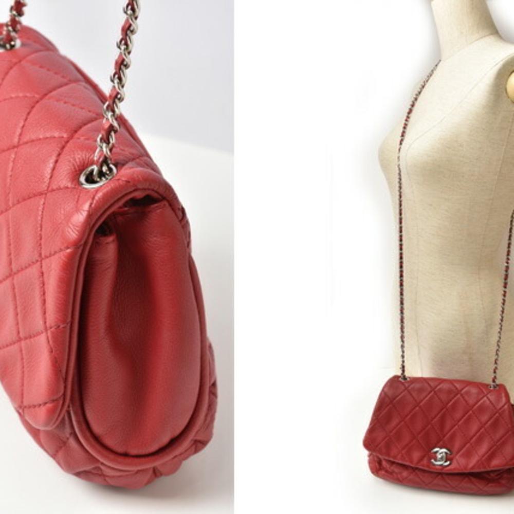 Red Leather Chanel Shoulder Bag
