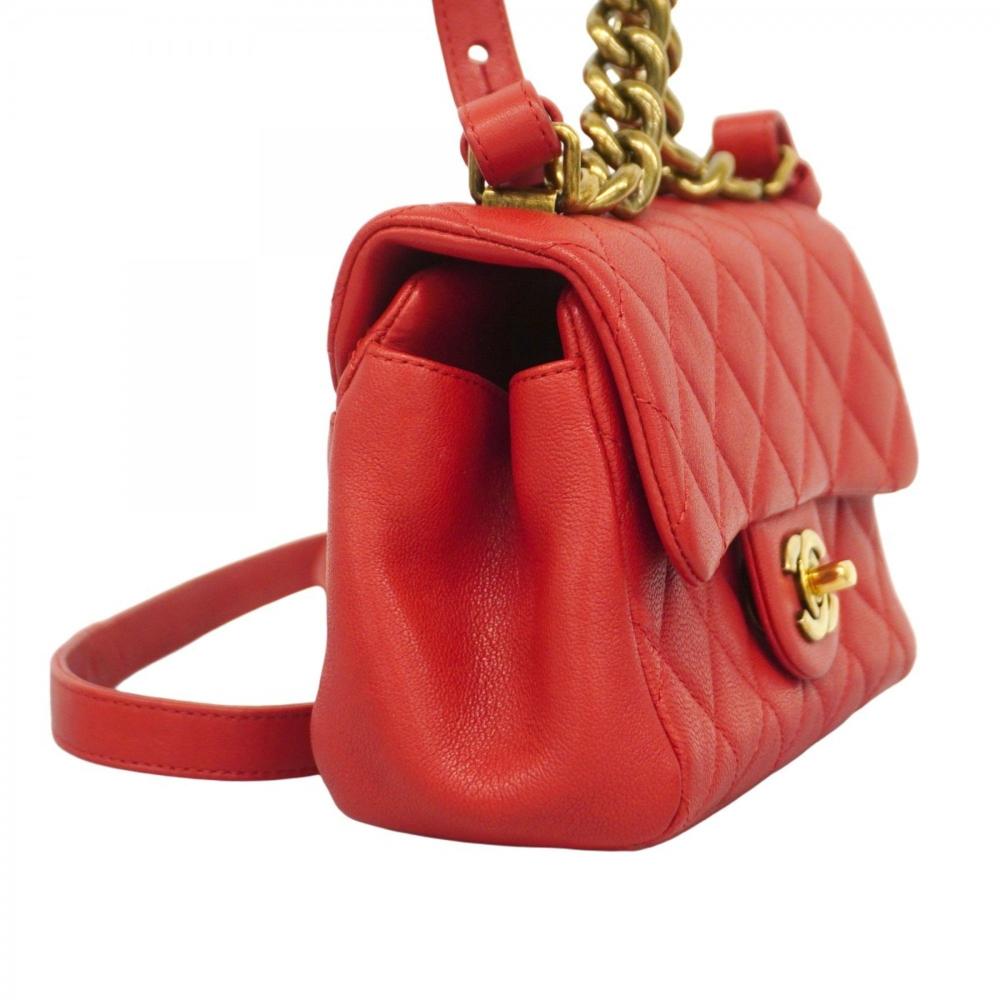 Red Leather Chanel Shoulder Bag