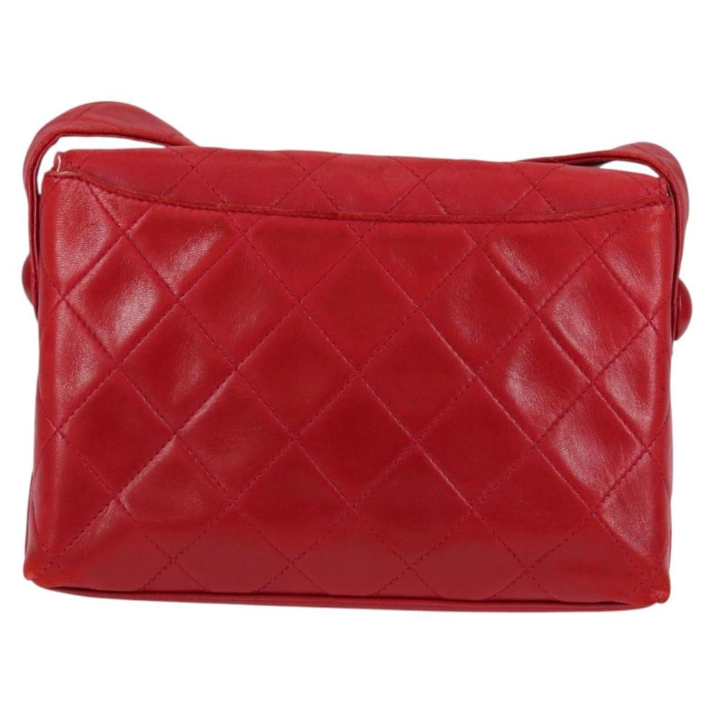 Red Leather Chanel Shoulder Bag
