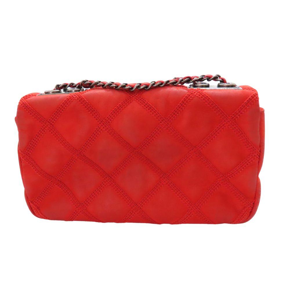 Red Leather Chanel Shoulder Bag