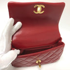 Red Leather Chanel Shoulder Bag