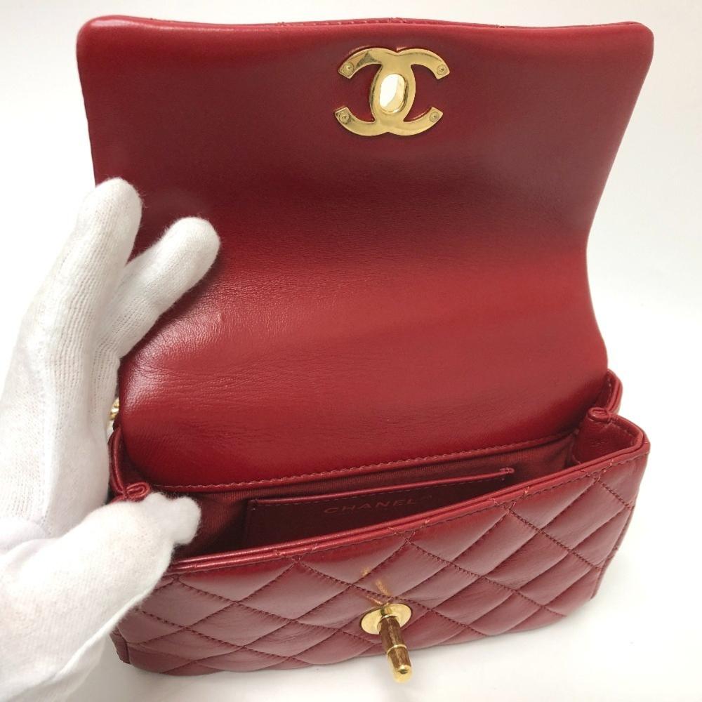 Red Leather Chanel Shoulder Bag
